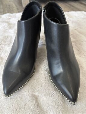 BCBGeneration Black Pointed Toe Stud-Trim Mules